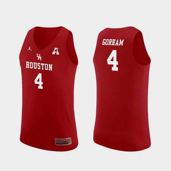 Men Houston Cougars Justin Gorham Red Replica College Basketball Jersey